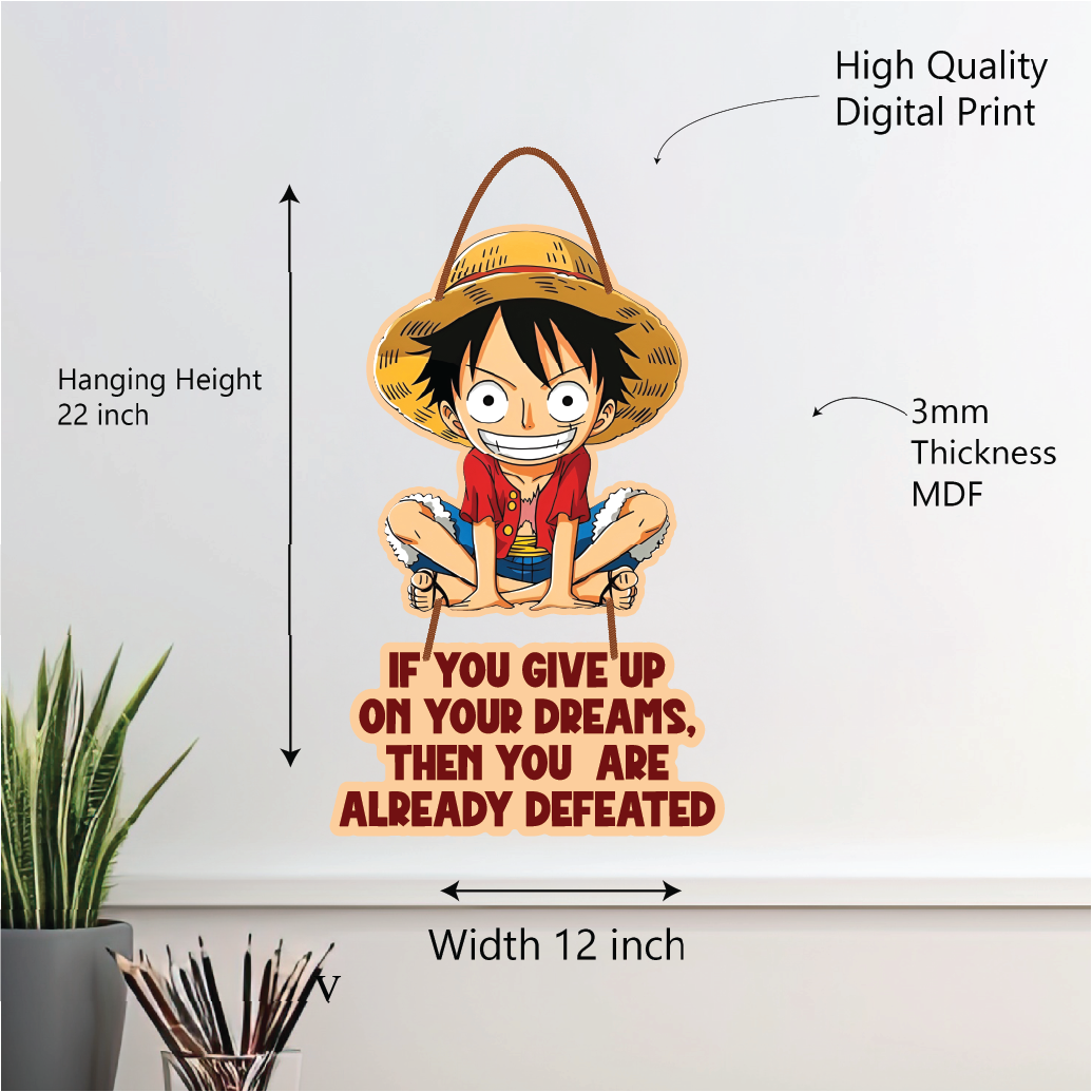 luffy inspirational wall hanging – never give up on your dreams