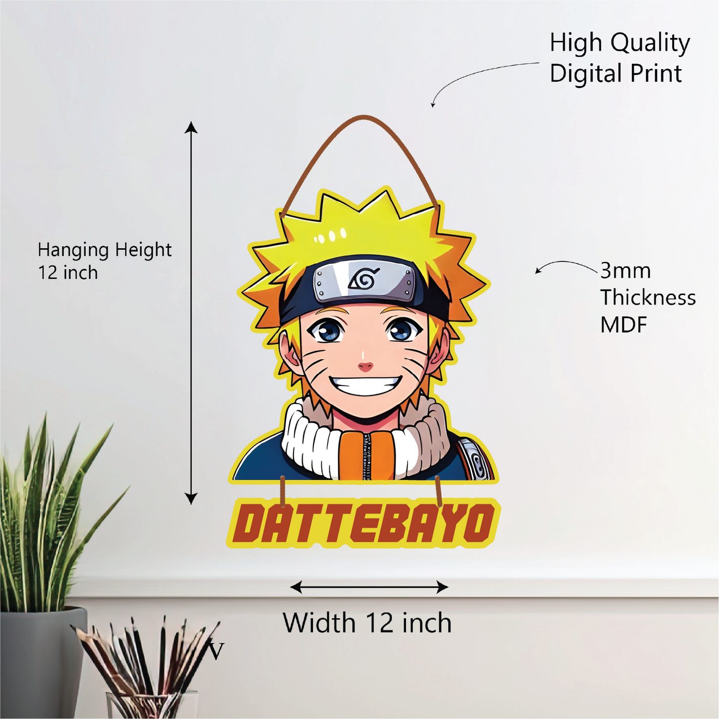Naruto Wall Hanging "DATTEBAYO" | MDF Room Decor