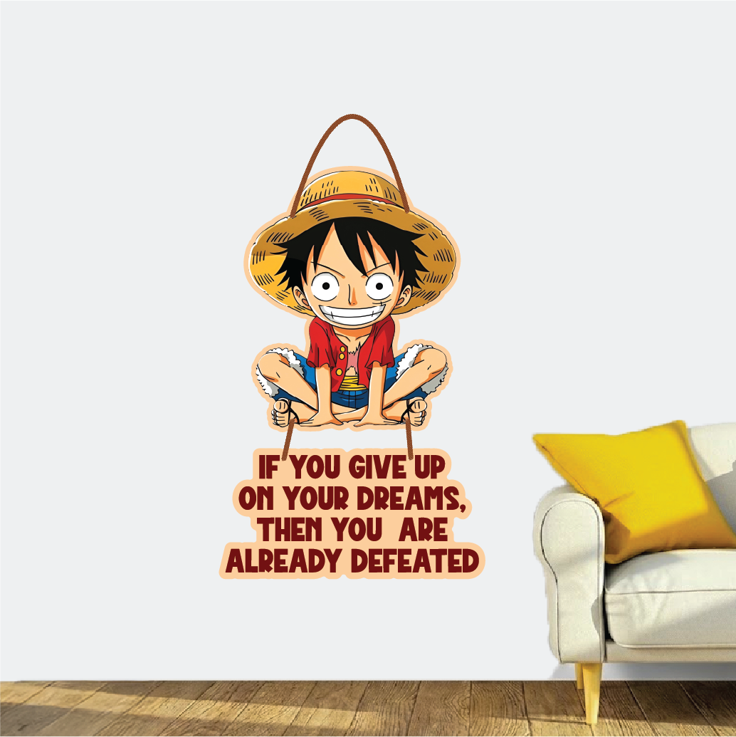 luffy inspirational wall hanging – never give up on your dreams