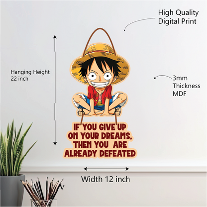 luffy inspirational wall hanging – never give up on your dreams
